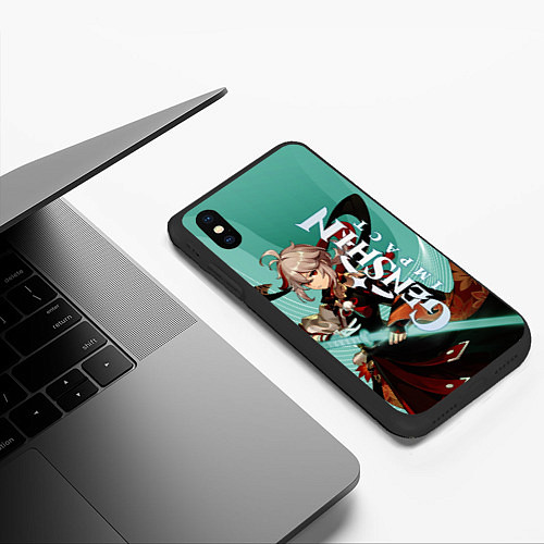 Чехол iPhone XS Max матовый Кадзуха-самурай из Инадзумы / 3D-Черный – фото 3