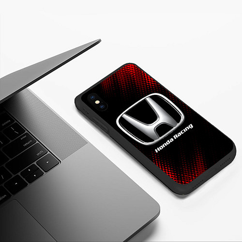 Чехол iPhone XS Max матовый HONDA RACING Sport Style / 3D-Черный – фото 3