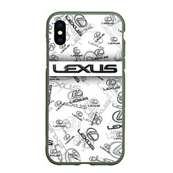 Чехол iPhone XS Max матовый LEXUS BIG EMBLEMA PATTERN, цвет: 3D-темно-зеленый