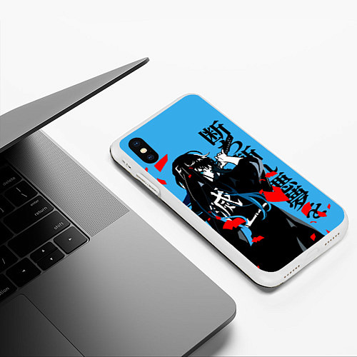 Чехол iPhone XS Max матовый Корпус бойни демонов - иероглиф / 3D-Белый – фото 3