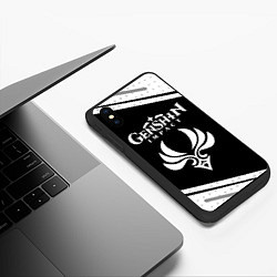 Чехол iPhone XS Max матовый ГЕНШИН ИМПАКТ - АНЕМО Графика, цвет: 3D-черный — фото 2