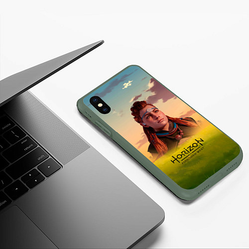 Чехол iPhone XS Max матовый Horizon Forbidden West Aloy / 3D-Темно-зеленый – фото 3