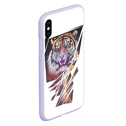 Чехол iPhone XS Max матовый Тигр Арт, цвет: 3D-светло-сиреневый — фото 2