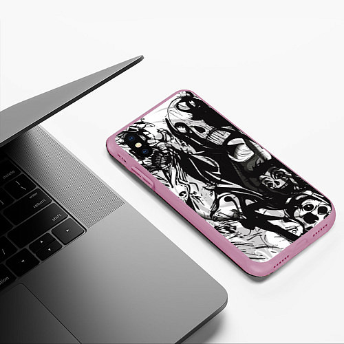 Чехол iPhone XS Max матовый Terrifying chaos / 3D-Розовый – фото 3