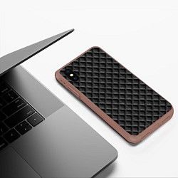 Чехол iPhone XS Max матовый Стеганка кожа, цвет: 3D-коричневый — фото 2