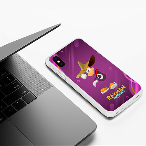 Чехол iPhone XS Max матовый Rayman в шляпе Legends / 3D-Белый – фото 3