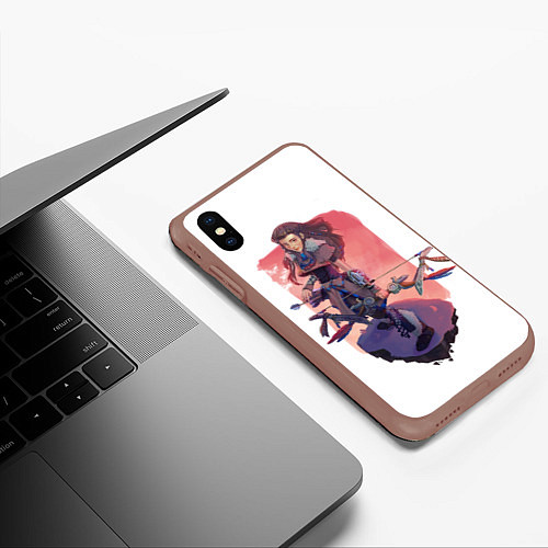 Чехол iPhone XS Max матовый Aloy Forbidden West / 3D-Коричневый – фото 3