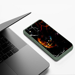 Чехол iPhone XS Max матовый КЛИНОК РАССЕКАЮЩИЙ ДЕМОНОВ Зеницу Агацума, цвет: 3D-темно-зеленый — фото 2