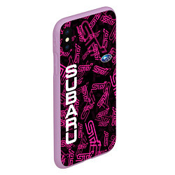 Чехол iPhone XS Max матовый SUBARU STI PATTERN, цвет: 3D-сиреневый — фото 2