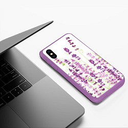 Чехол iPhone XS Max матовый Цветы Лаванды акварелью, цвет: 3D-фиолетовый — фото 2