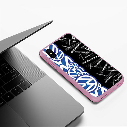 Чехол iPhone XS Max матовый Volkswagen Scirocco Half Pattern / 3D-Розовый – фото 3