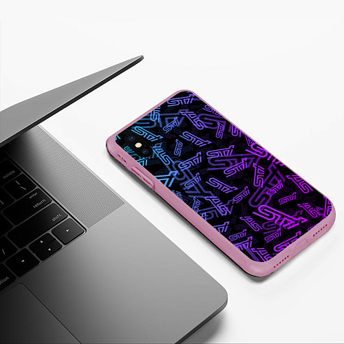 Чехол iPhone XS Max матовый STI NEON PATTERN / 3D-Розовый – фото 3