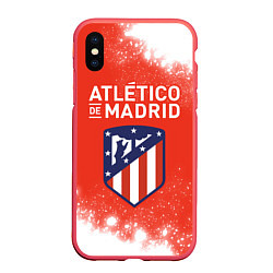 Чехол iPhone XS Max матовый ATLETICO MADRID Брызги, цвет: 3D-красный