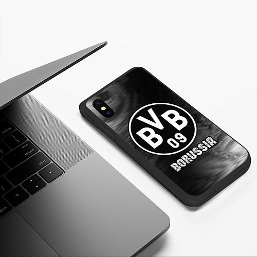 Чехол iPhone XS Max матовый БОРУССИЯ Borussia Art / 3D-Черный – фото 3