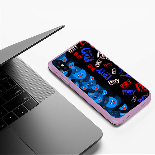 Чехол iPhone XS Max матовый Poppy Half Patter / 3D-Сиреневый – фото 3