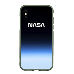 Чехол iPhone XS Max матовый NASA с МКС, цвет: 3D-темно-зеленый