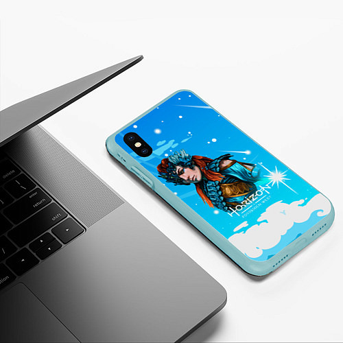 Чехол iPhone XS Max матовый Horizon Forbidden West Art / 3D-Мятный – фото 3