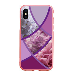 Чехол iPhone XS Max матовый Весна Полосатый принт Сирень, цвет: 3D-баблгам