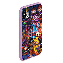 Чехол iPhone XS Max матовый Cute Fnaf Pattern, цвет: 3D-сиреневый — фото 2