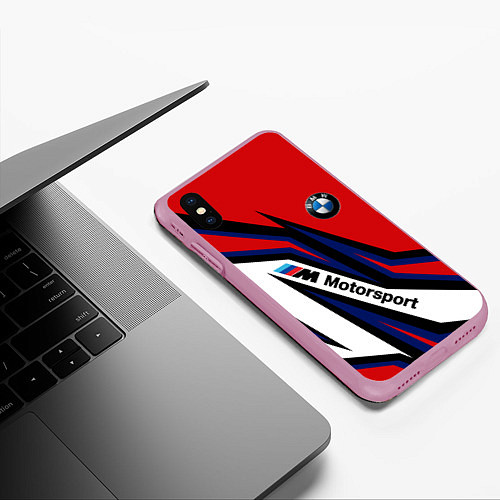 Чехол iPhone XS Max матовый БМВ МОТОСПОРТ BMW MOTOSPORT / 3D-Розовый – фото 3