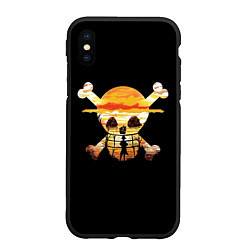 Чехол iPhone XS Max матовый One Piece череп, цвет: 3D-черный