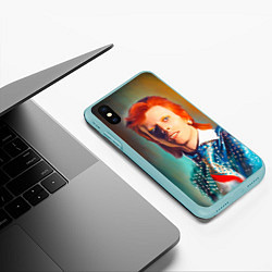 Чехол iPhone XS Max матовый Ziggy Stardust Portrait, цвет: 3D-мятный — фото 2