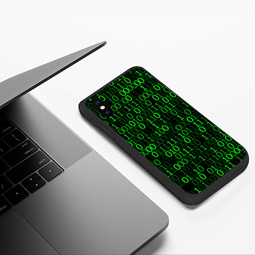 Чехол iPhone XS Max матовый Бинарный Код Binary Code / 3D-Черный – фото 3