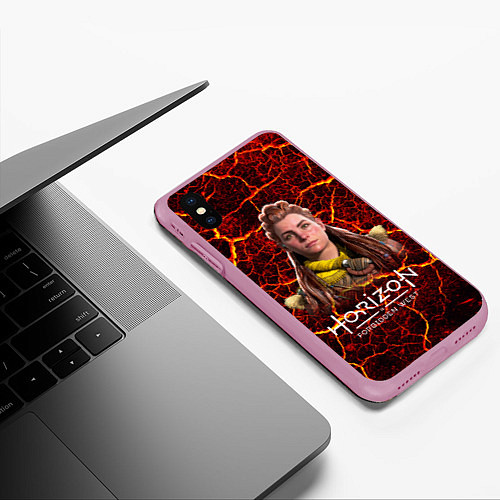 Чехол iPhone XS Max матовый Horizon Forbidden West Элой / 3D-Розовый – фото 3