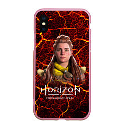 Чехол iPhone XS Max матовый Horizon Forbidden West Элой, цвет: 3D-розовый