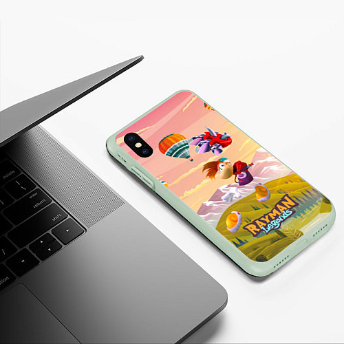 Чехол iPhone XS Max матовый Rayman воздушные шары / 3D-Салатовый – фото 3