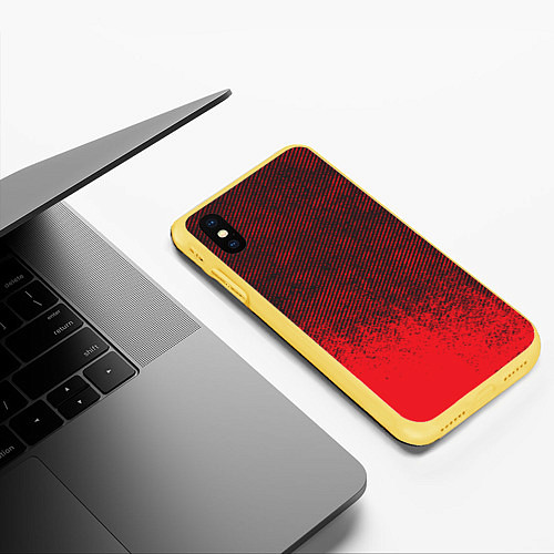 Чехол iPhone XS Max матовый RED GRUNGE SPORT GRUNGE / 3D-Желтый – фото 3