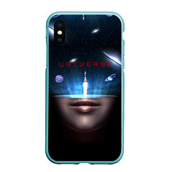Чехол iPhone XS Max матовый Universe galaxy, цвет: 3D-мятный