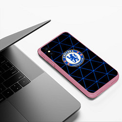 Чехол iPhone XS Max матовый Челси football club, цвет: 3D-малиновый — фото 2