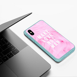 Чехол iPhone XS Max матовый Make love not var, цвет: 3D-мятный — фото 2