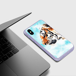 Чехол iPhone XS Max матовый Tiger paints, цвет: 3D-светло-сиреневый — фото 2