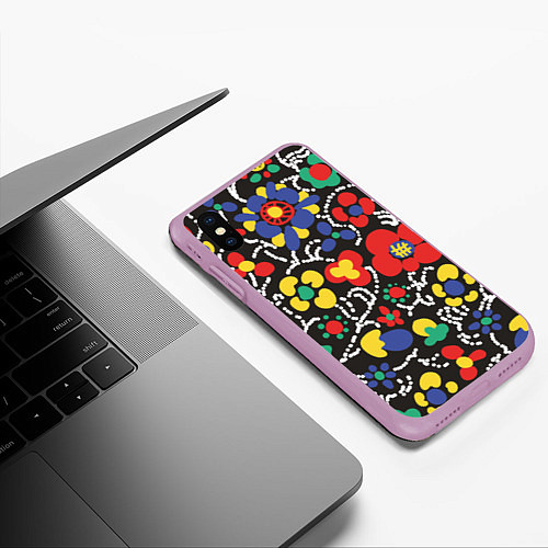 Чехол iPhone XS Max матовый Узор Цветочный сон / 3D-Сиреневый – фото 3