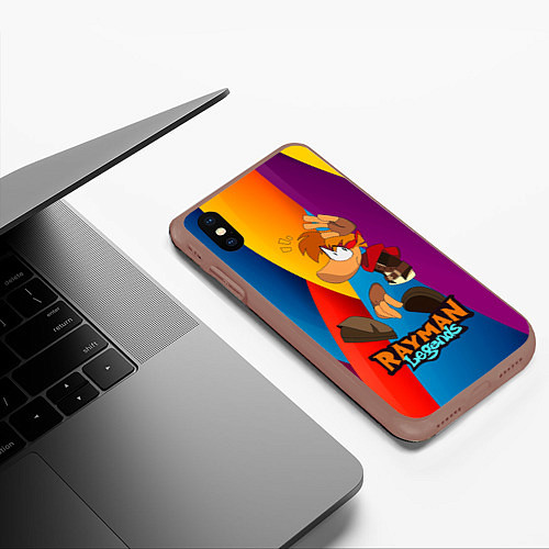 Чехол iPhone XS Max матовый Rayman Радужный фон / 3D-Коричневый – фото 3