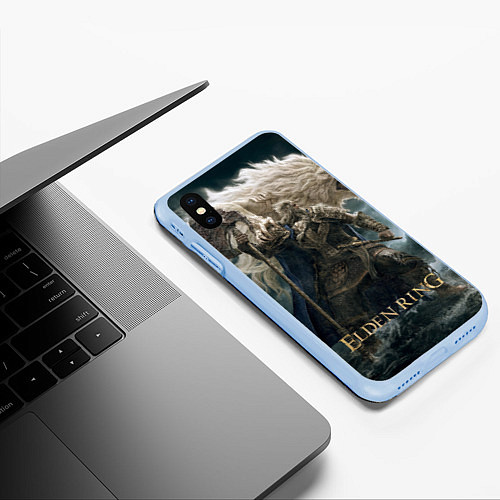Чехол iPhone XS Max матовый Годфри и лев Elden Ring / 3D-Голубой – фото 3