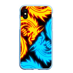 Чехол iPhone XS Max матовый НЕОНОВЫЕ ДРАКОНЫ NEON DRAGONS, цвет: 3D-голубой