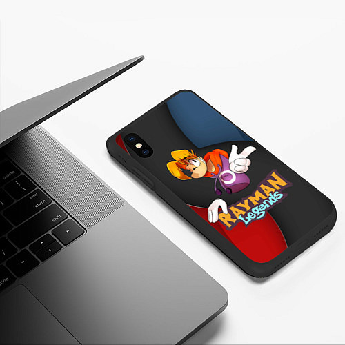 Чехол iPhone XS Max матовый Rayman на абстрактном фоне / 3D-Черный – фото 3