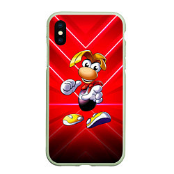 Чехол iPhone XS Max матовый Бегущий Rayman 3D, цвет: 3D-салатовый