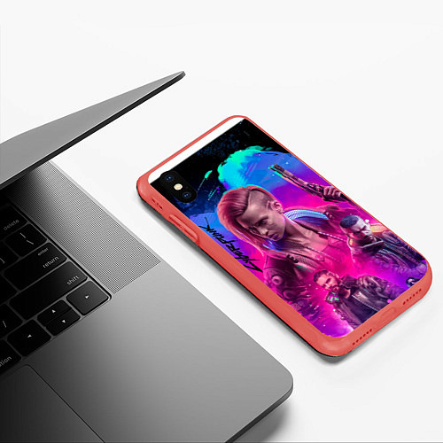 Чехол iPhone XS Max матовый Vi Ви Cyberpunk 2077 / 3D-Красный – фото 3