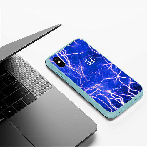 Чехол iPhone XS Max матовый HONDA хонда молнии / 3D-Мятный – фото 3