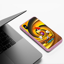 Чехол iPhone XS Max матовый Rayman Legends на фоне желтой спирали, цвет: 3D-розовый — фото 2