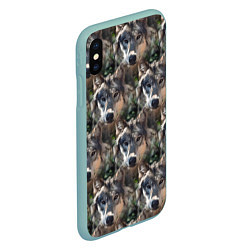 Чехол iPhone XS Max матовый Волки клипарт wolfs, цвет: 3D-мятный — фото 2