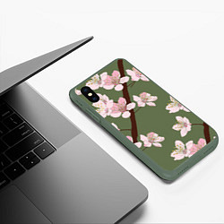 Чехол iPhone XS Max матовый Деревья весной, цвет: 3D-темно-зеленый — фото 2