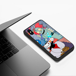Чехол iPhone XS Max матовый Борьба с боссами Cuphead, цвет: 3D-черный — фото 2