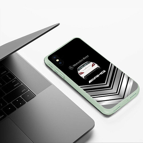 Чехол iPhone XS Max матовый MercedesAMG gt / 3D-Салатовый – фото 3