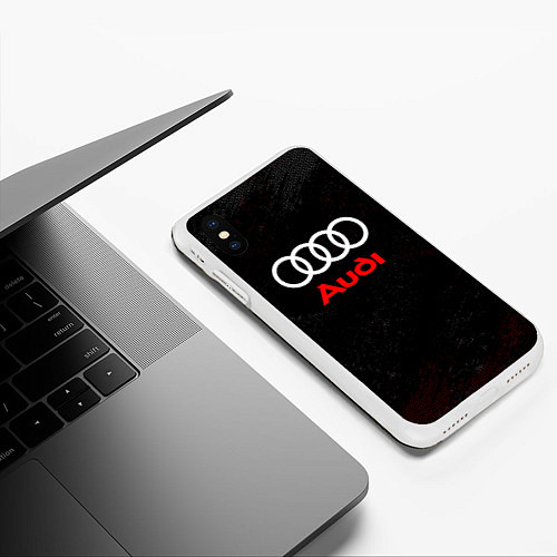 Чехол iPhone XS Max матовый Audi спорт / 3D-Белый – фото 3