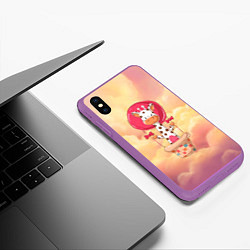 Чехол iPhone XS Max матовый Жираф на воздушном шаре, цвет: 3D-фиолетовый — фото 2